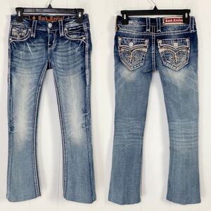 JEANS Rock Revival Diella Easy Boot Women 24 Embroidered Rhinestone THICK STITCH